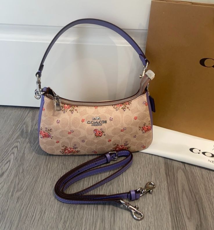 COACH Teri Shoulder Bag in Signature Canvas Floral Print – With Dust Bag