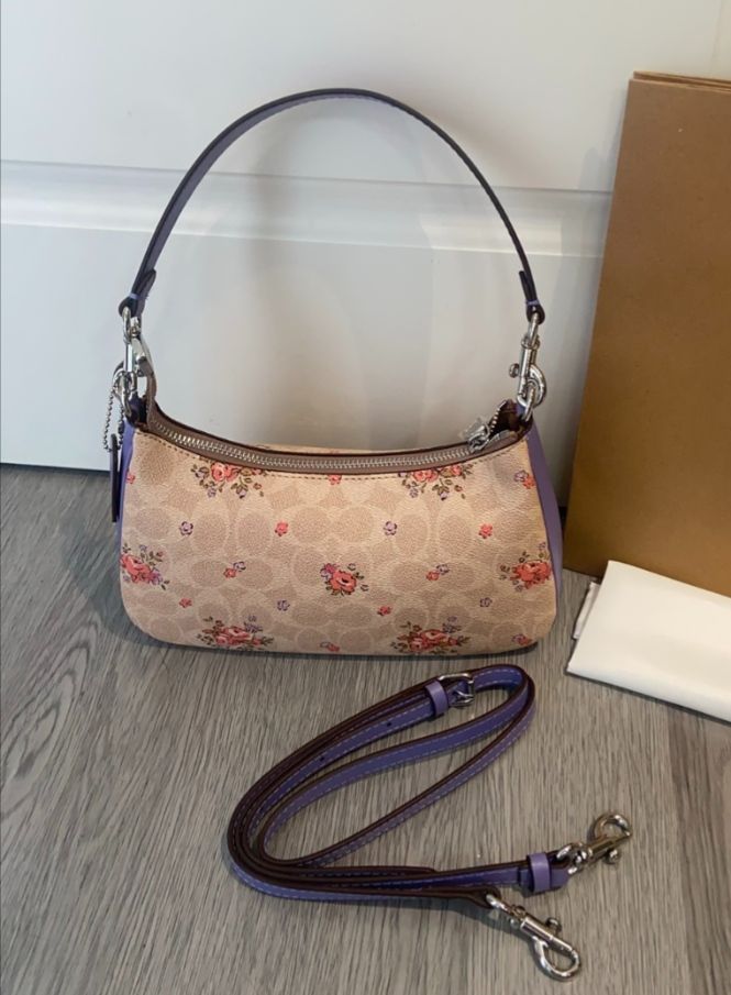 COACH Teri Shoulder Bag in Signature Canvas Floral Print – With Dust Bag