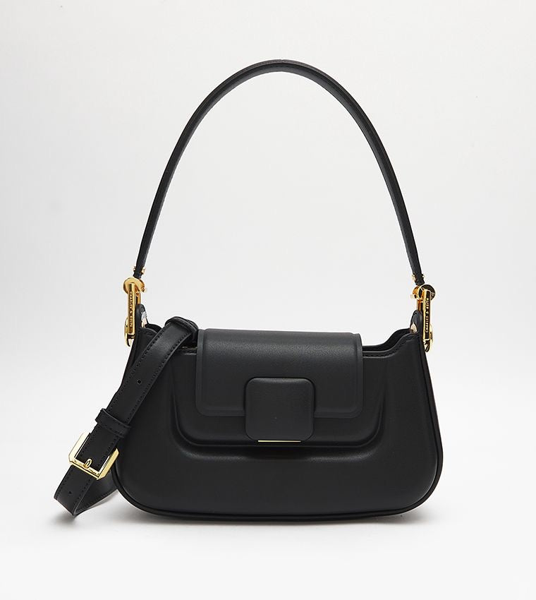 CHARLES & KEITH Koa Leather Push-Lock Top Handle Bag