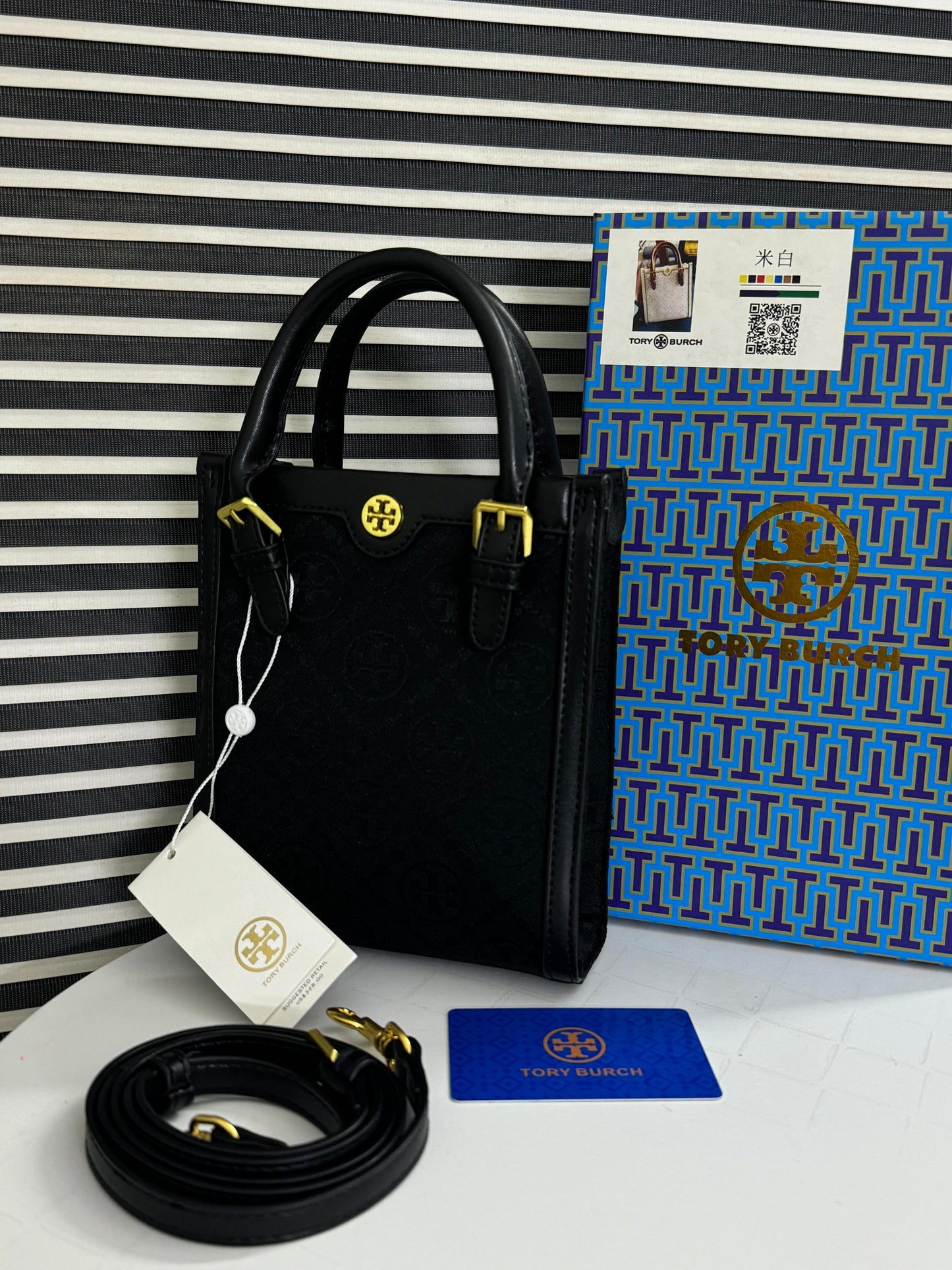 Tory Burch Mini T Monogram Tote –  (With Box)