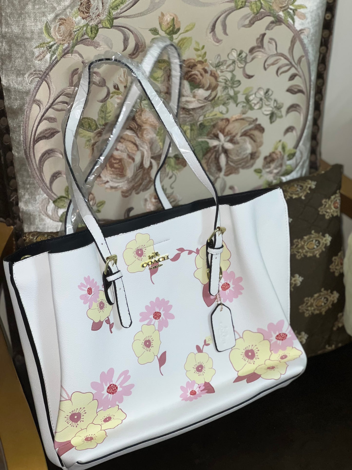 Coach Tote Bag – White with Floral Print