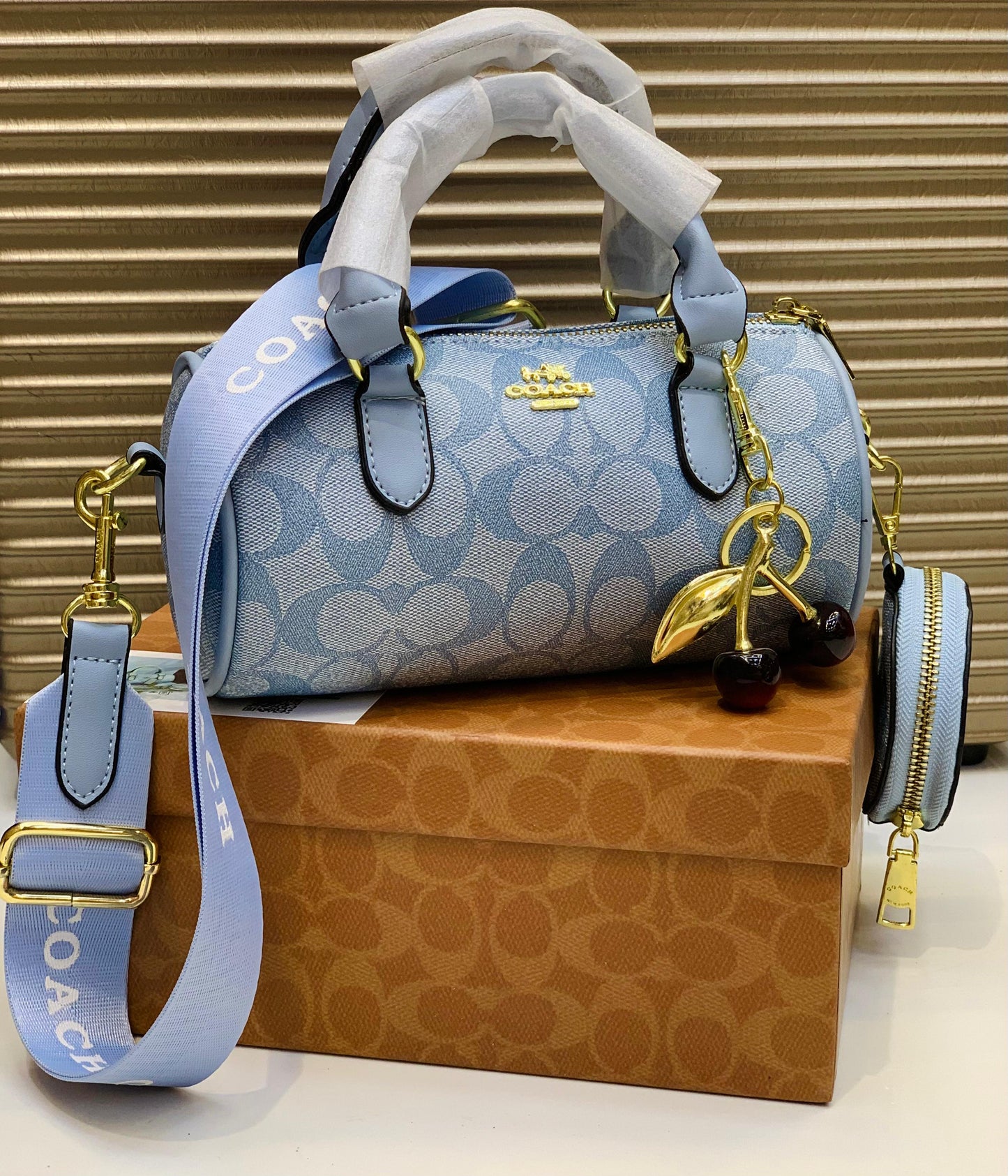 Coach Dupe Shoulder Bag – Cherry Detail