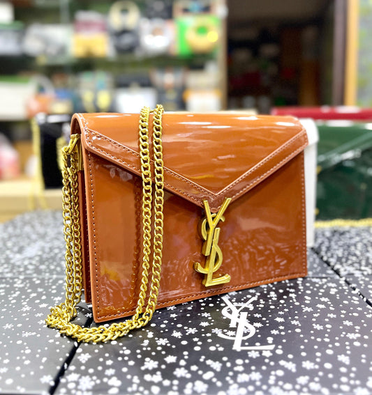 Saint Laurent Cassandra Patent Leather Wallet on Chain