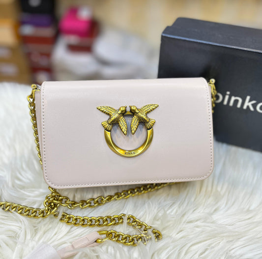 Pinko Love Click Micro Calfskin Silk Bag