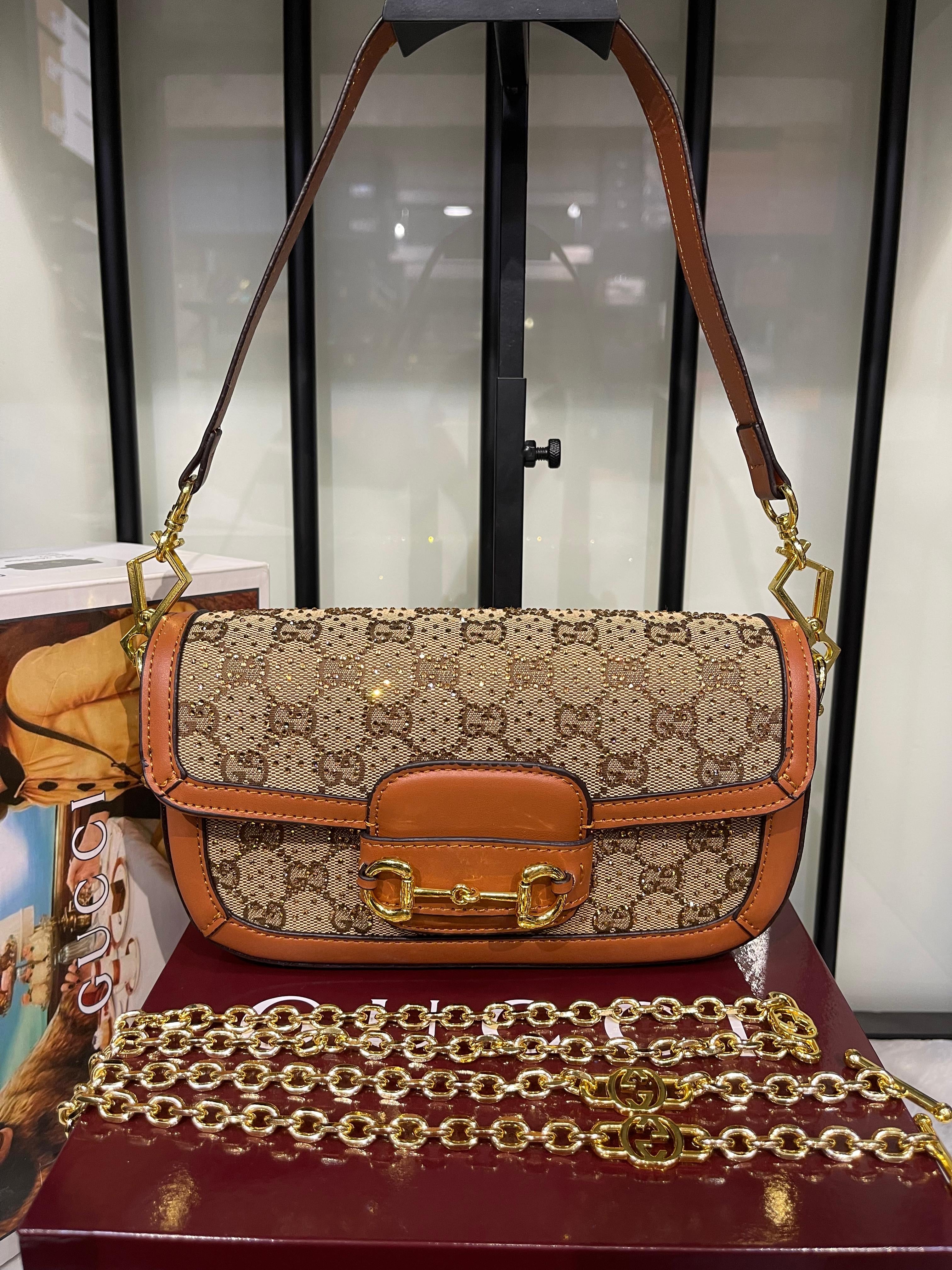 Gucci Horsebit 1955 Crystals Small Shoulder Bag