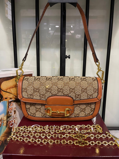 Gucci Horsebit 1955 Crystals Small Shoulder Bag