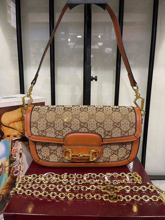 Gucci Horsebit 1955 Crystals Small Shoulder Bag
