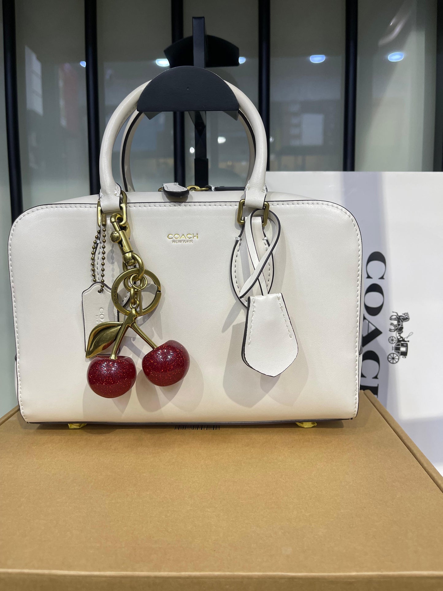 COACH Bowery Satchel 22 with Cherry Charm