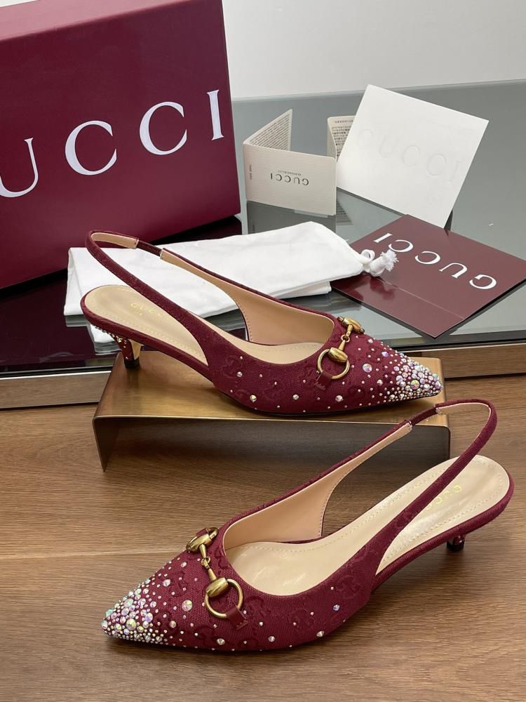 GUCCI Women’s Slingback Pump – Crystal Horsebit Elegance