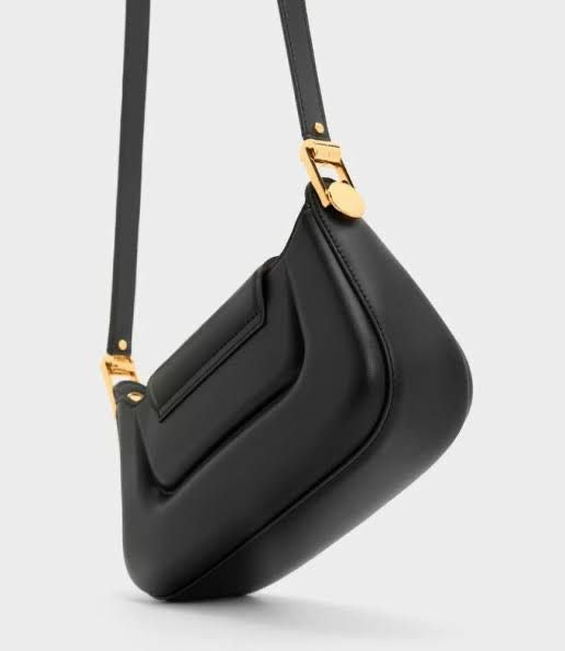 CHARLES & KEITH Koa Leather Push-Lock Top Handle Bag