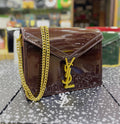 Saint Laurent Cassandra Patent Leather Wallet on Chain