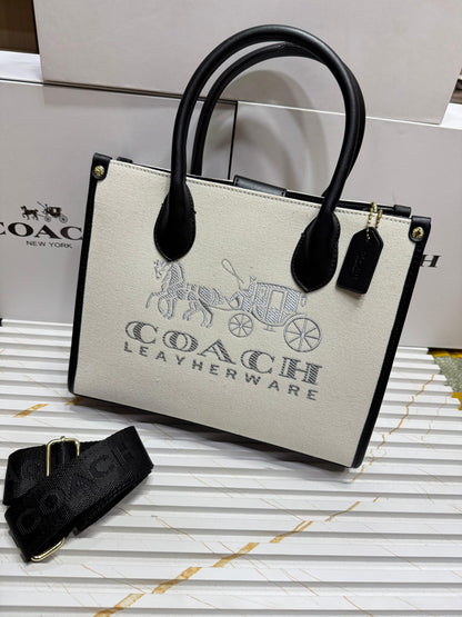 COACH Ace Tote Bag 35 – Canvas & Refined Calf Leather