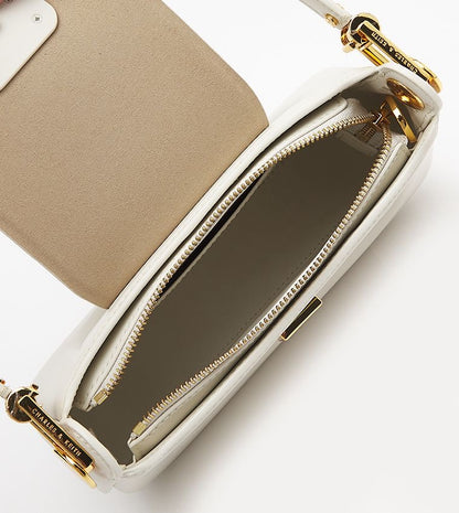 CHARLES & KEITH Koa Leather Push-Lock Top Handle Bag