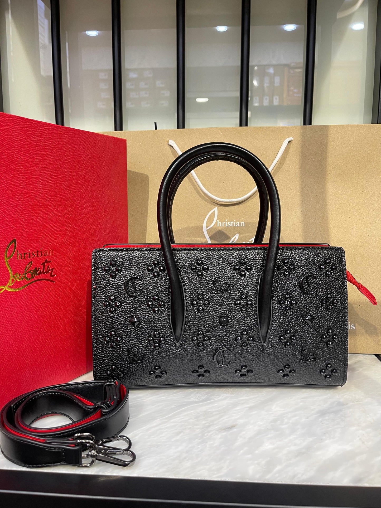 Christian Louboutin Paloma Mini Tote Bag – Black Spiked Elegance