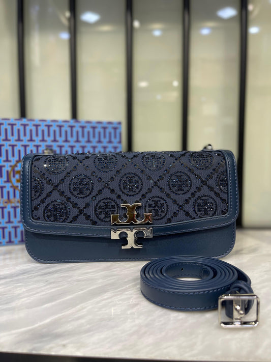 Tory Burch Small Eleanor Rectangular Bag – Crystal Monogram Chic