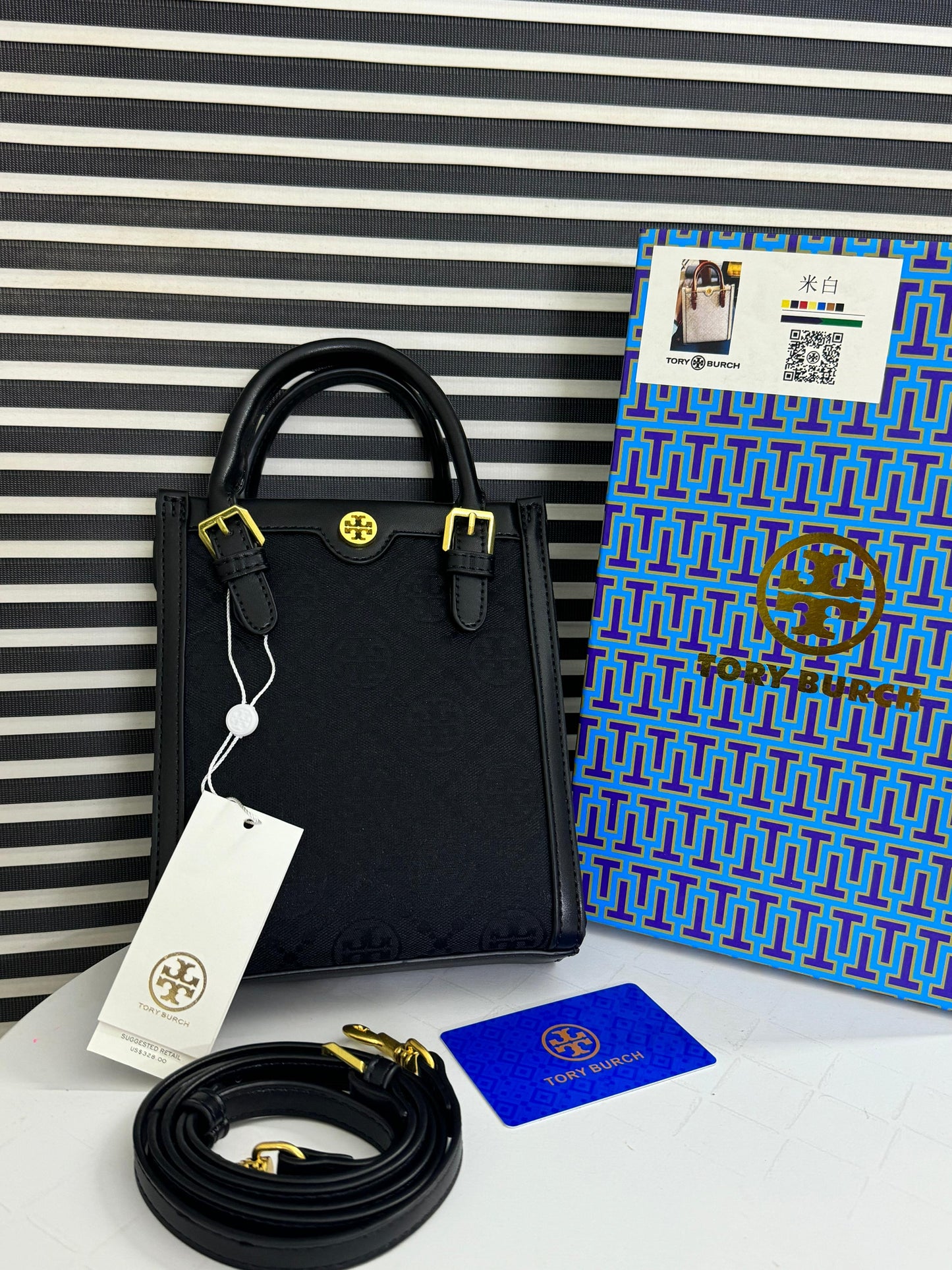 Tory Burch Mini T Monogram Tote –  (With Box)