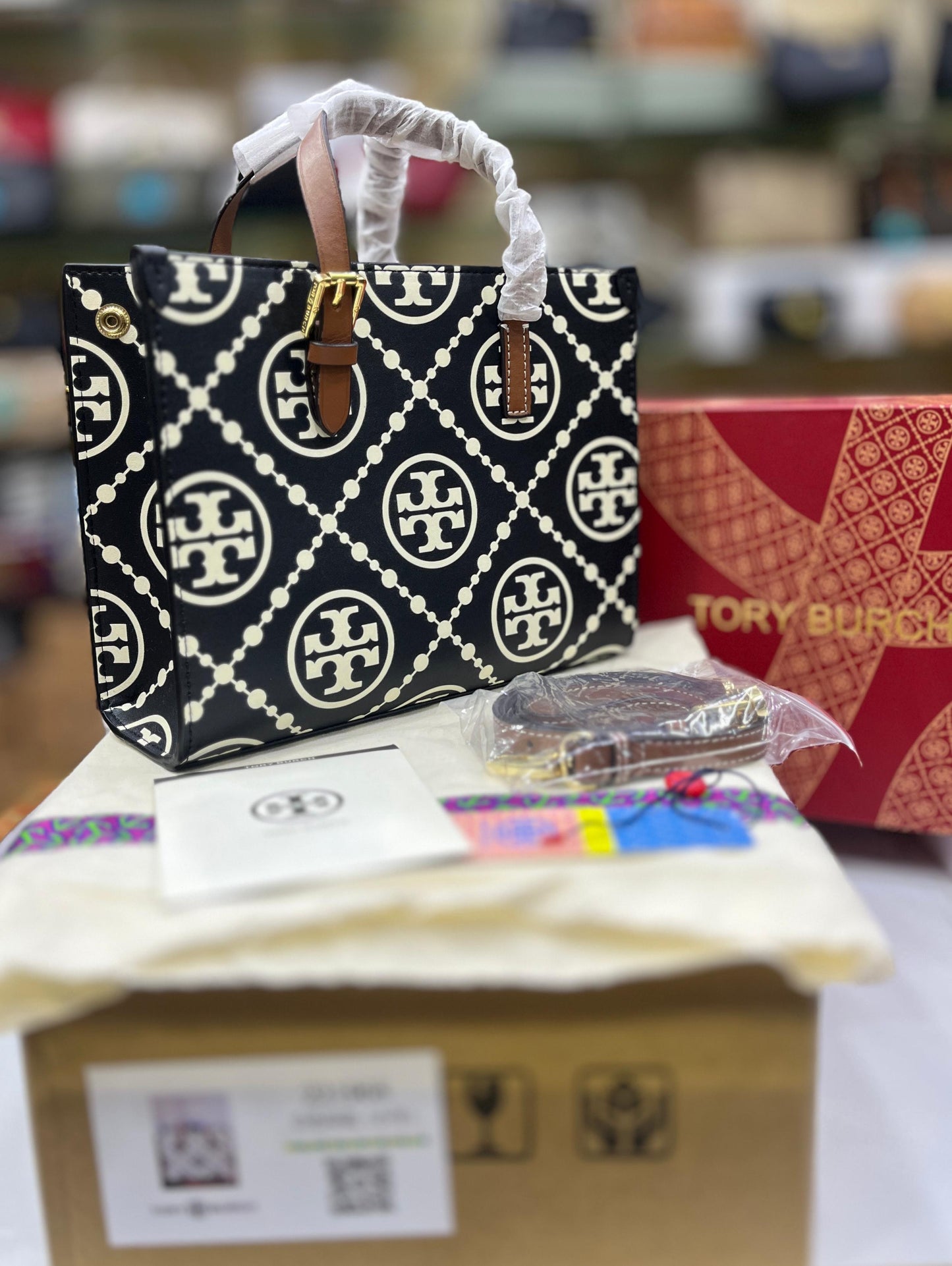 Tory Burch Mini T Monogram Tote – Embossed Leather
