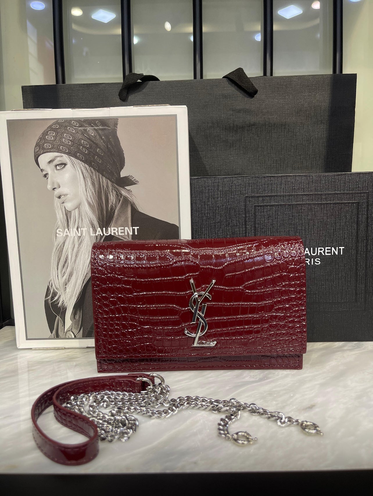 YSL New Kate Small Bag – Elegant Silver-Tone Charm