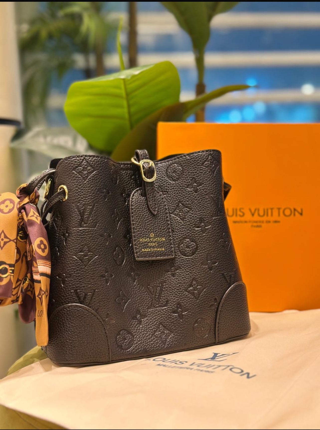 Louis Vuitton Green Embossed  Handbag