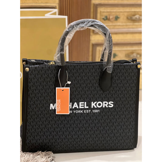 Michael Kors Mirella Large Logo Tote – Black/Grey