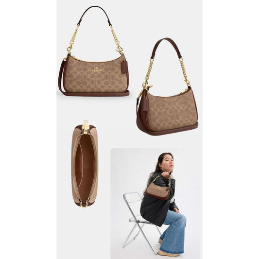 Coach Teri Signature Canvas Shoulder Bag