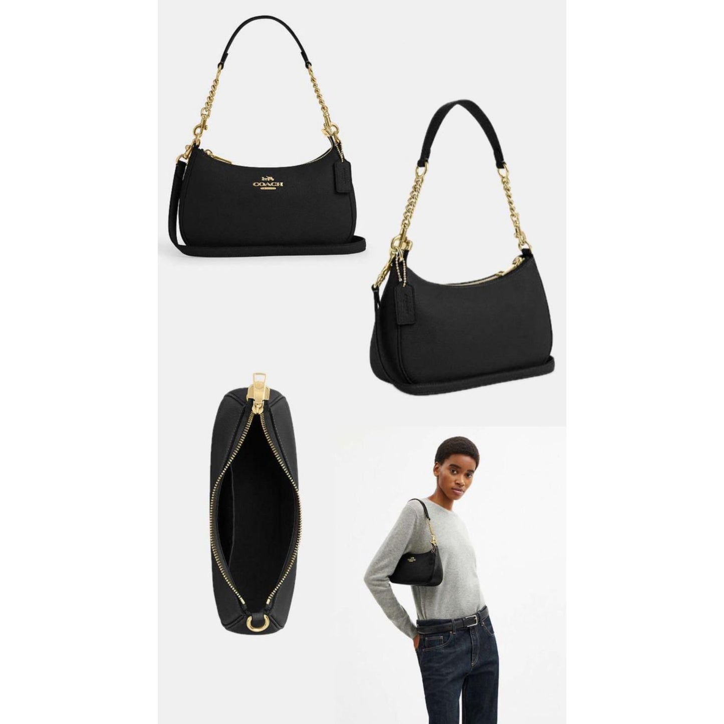 Coach Teri Shoulder Bag in Black Signature Canvas