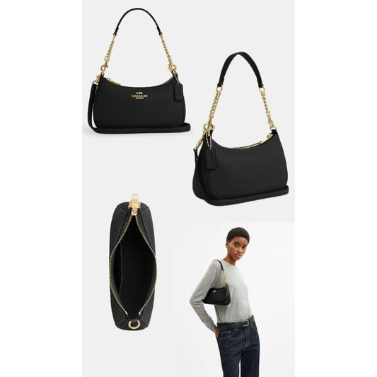 Coach Teri Shoulder Bag in Black Signature Canvas