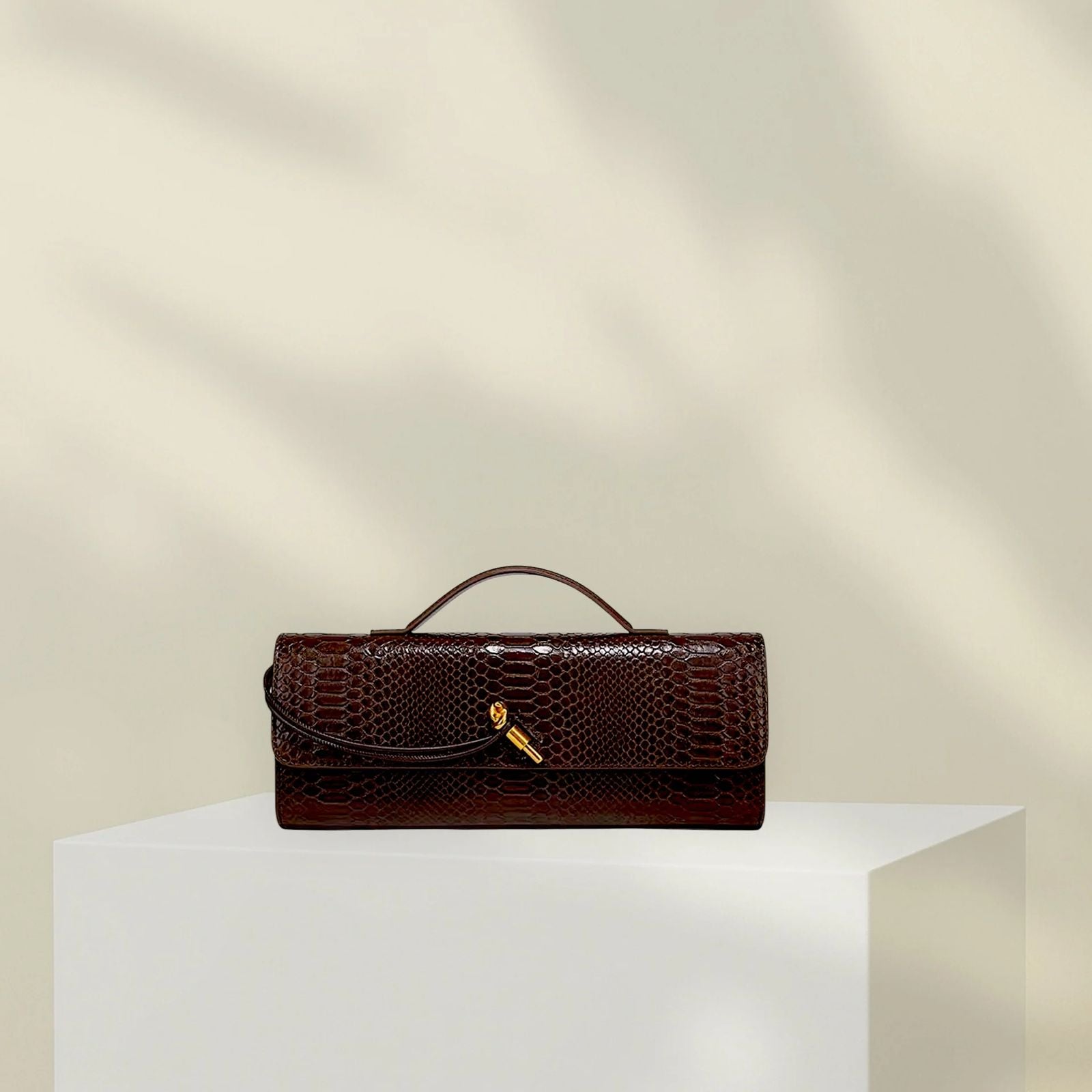 Bottega Veneta Python Andiamo Clutch Bag
