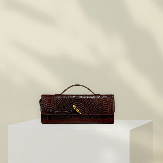 Bottega Veneta Python Andiamo Clutch Bag