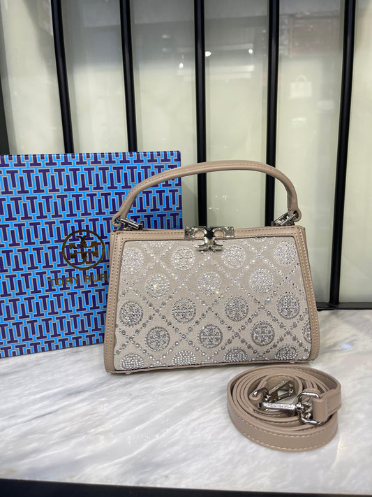 Tory Burch Mini Eleanor Soft Satchel – Crystal Monogram