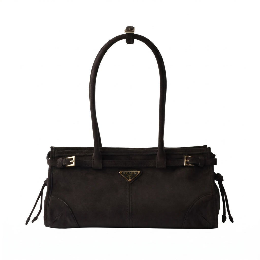 Prada-Inspired Bonnie Medium Suede Handbag