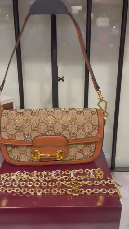 Gucci Horsebit 1955 Crystals Small Shoulder Bag